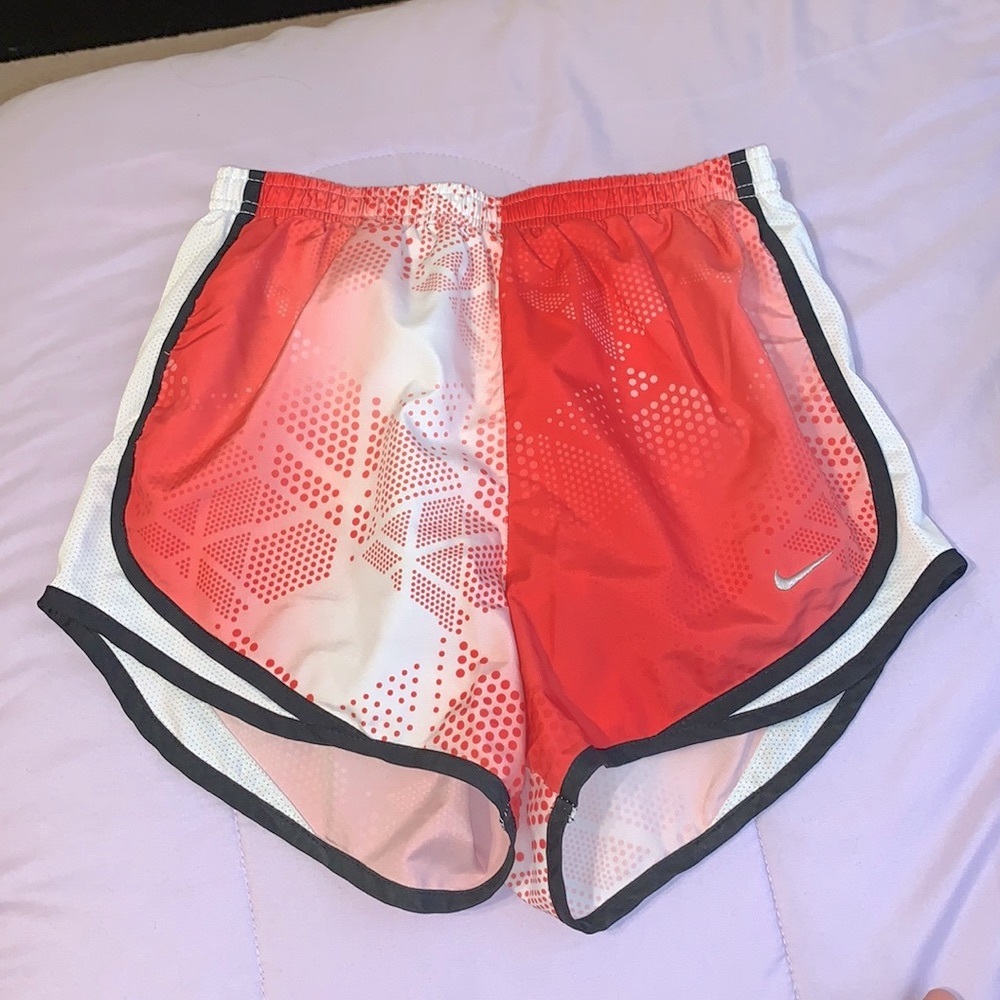 red and white nike shorts